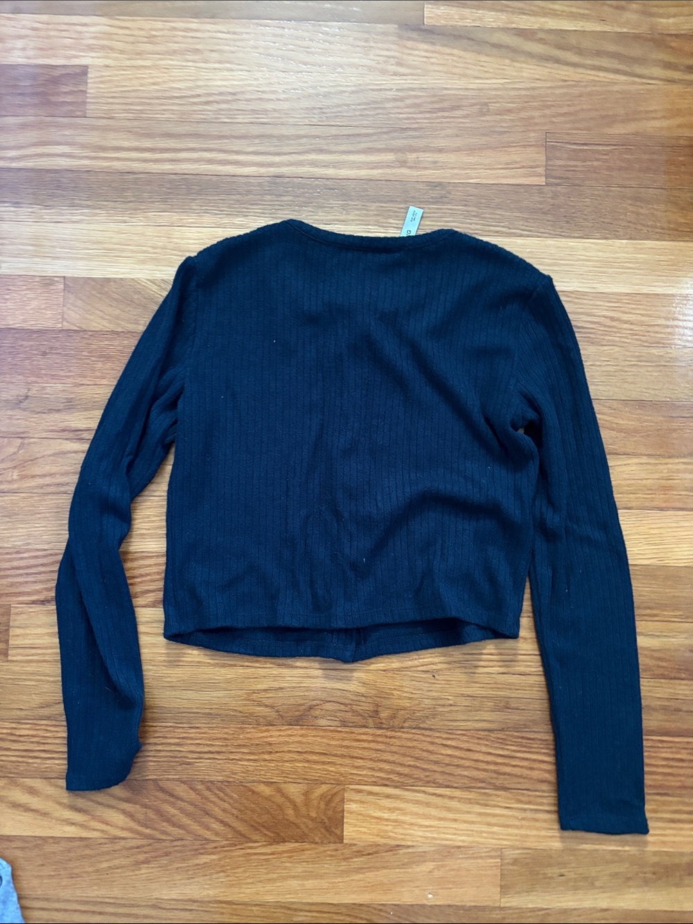 Mango Navy Blue Ribbed Button-Front Cropped Cardigan - Picture 3 of 3